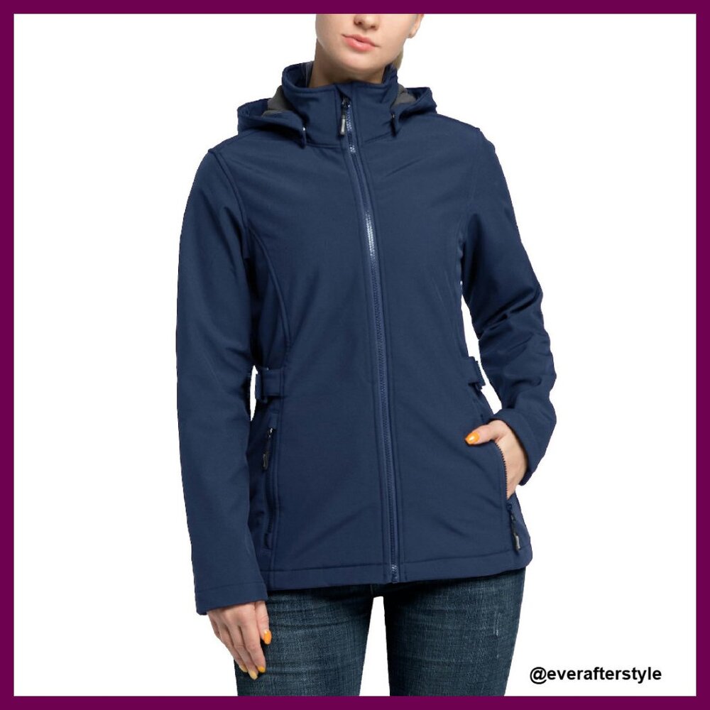 Softshell Jacket Removable Hood Fleece Lined Wind… - image 1